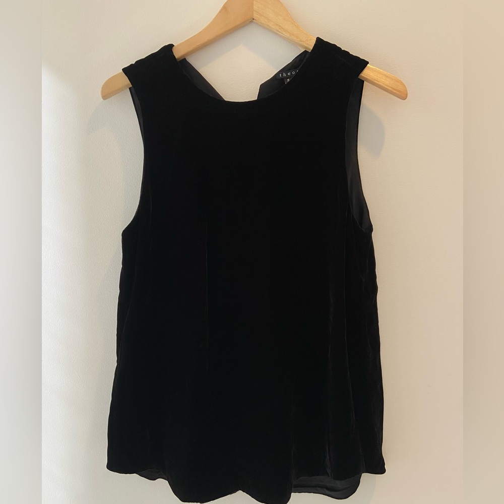 Sleeveless Black Velvet Theory Top